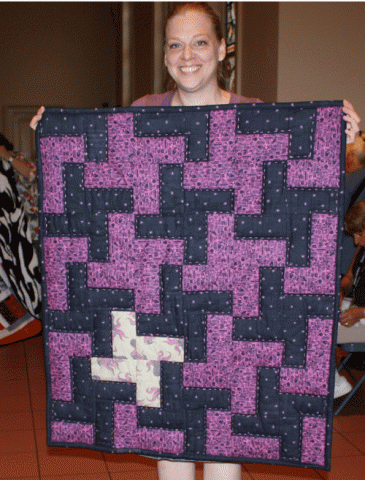 Andrea Deal-Puff Plus-Simple Pieced Baby Quilt-Hand Quilted