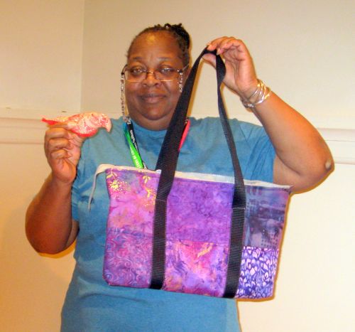 Wilma Reid-Purple Passion quilted bag and Red Bird